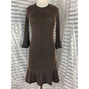 MICHAEl Michael Kors Black/Gold Stripe Party Dress